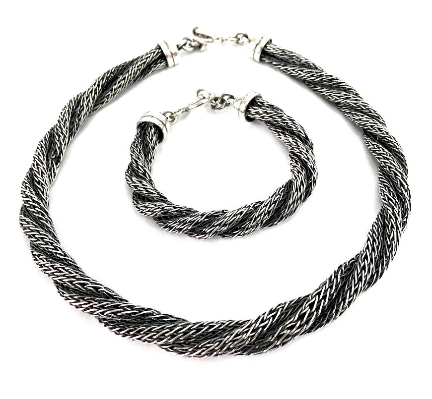 Elegant Braided Design Necklace & Bracelet Set