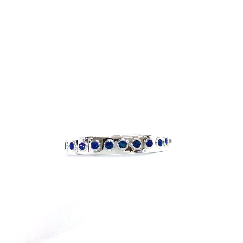 Dark Blue Opal Silver Cuff Bangle