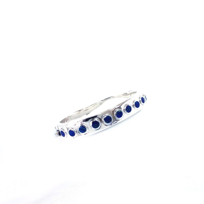Dark Blue Opal Silver Cuff Bangle