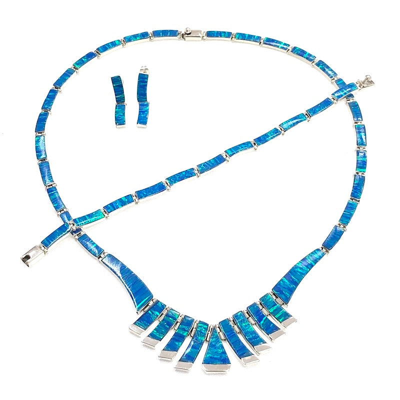 Beautiful Light Blue Opal Silver Set