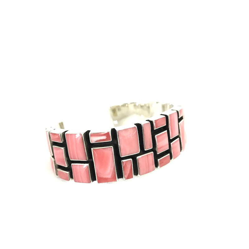Beautiful Pink Onyx Mosaic Pattern Cuff