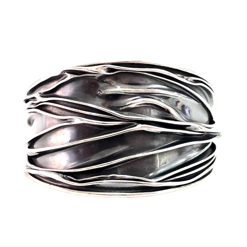 Wide Wrinkled Design Cuff Bracelet