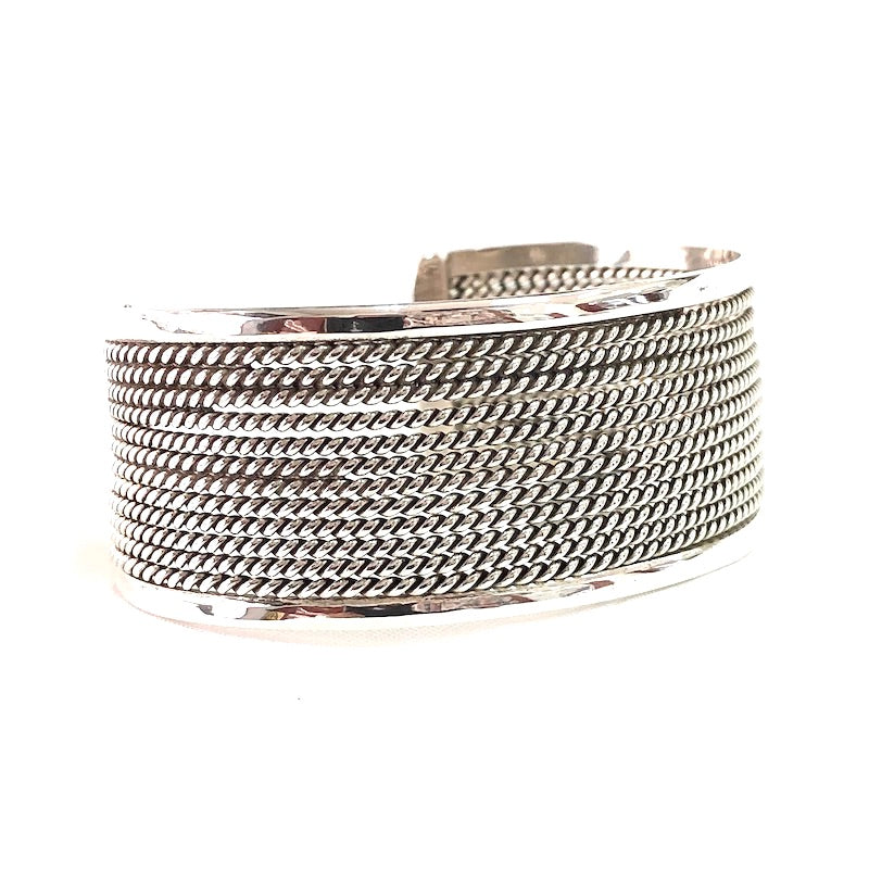Wide Braided Strings Design Cuff Bracelet