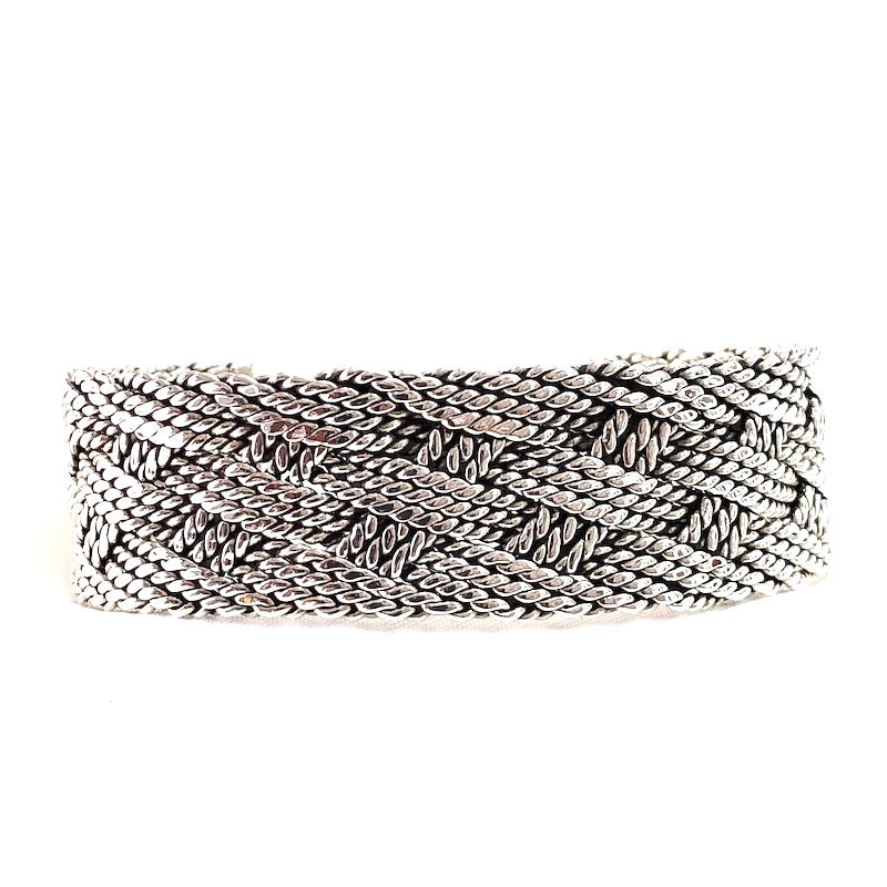 Elegant Flat Double Braided Cuff Bracelet