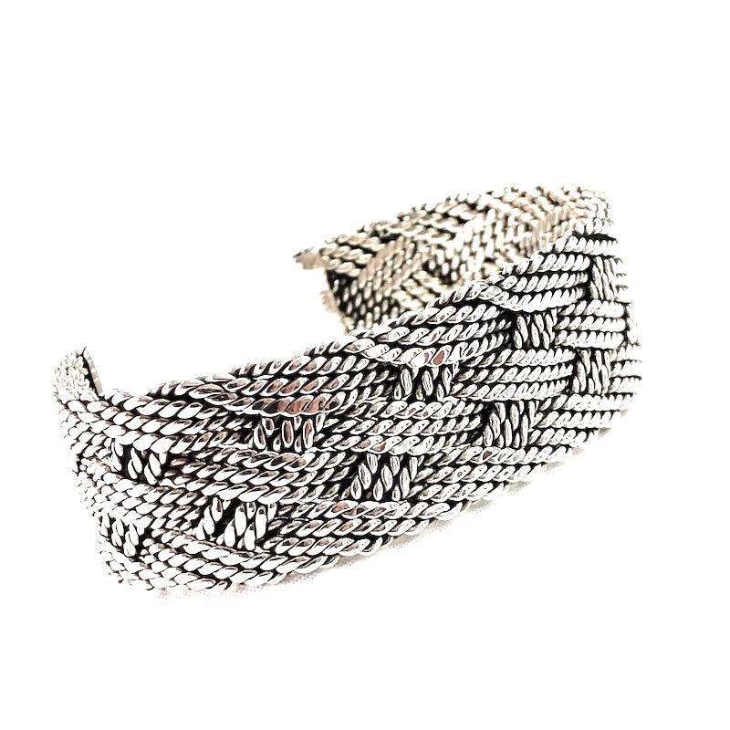 Elegant Flat Double Braided Cuff Bracelet