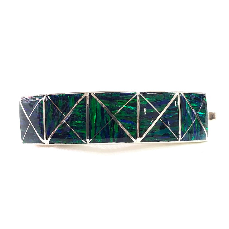 Dark Green Opal Pattern Cuff Bangle Bracelet