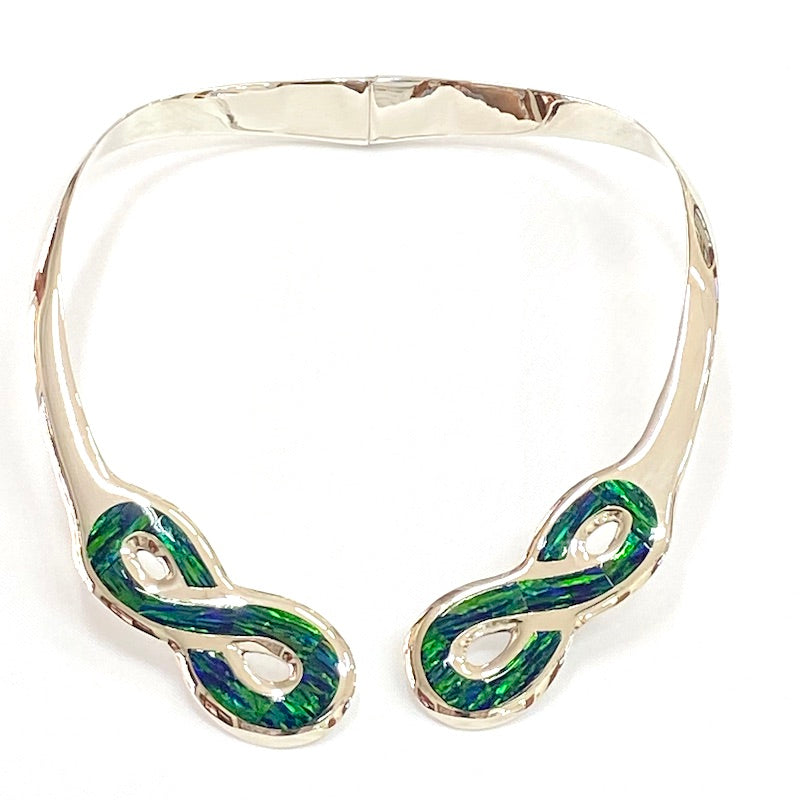 Infinity Symbol & Opal Rigid Necklace