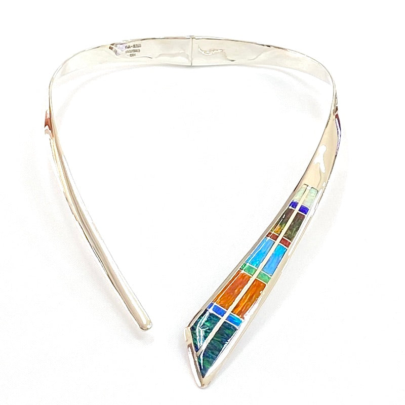 Stunning Multicolor Opal Design Rigid Necklace