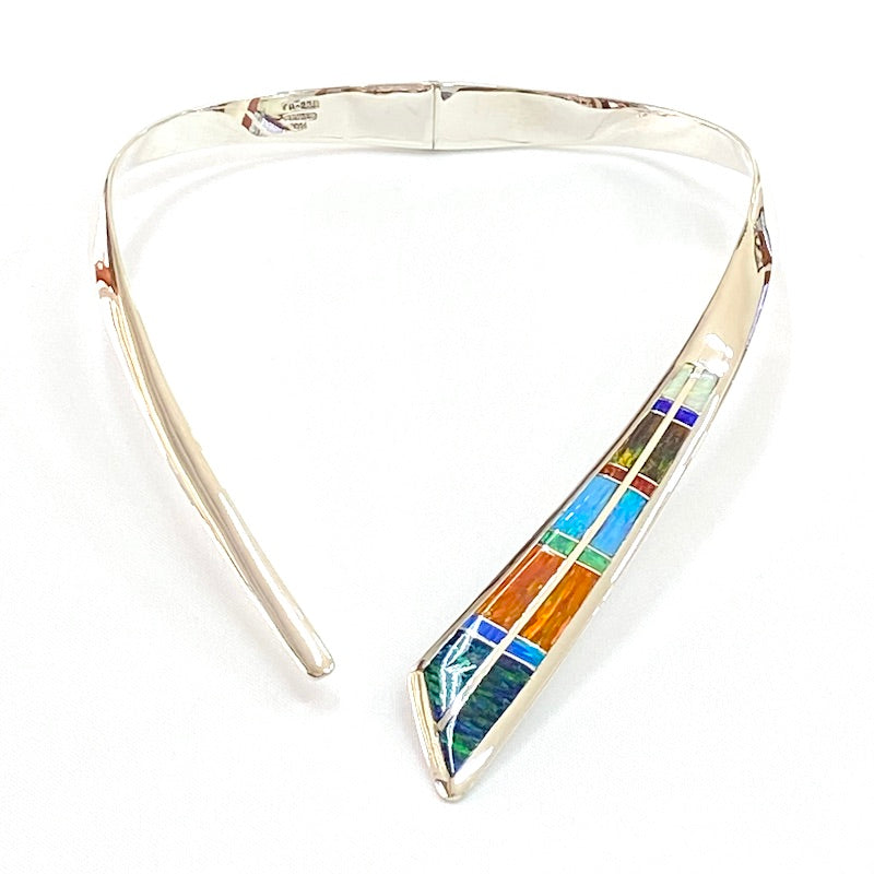 Stunning Multicolor Opal Design Rigid Necklace