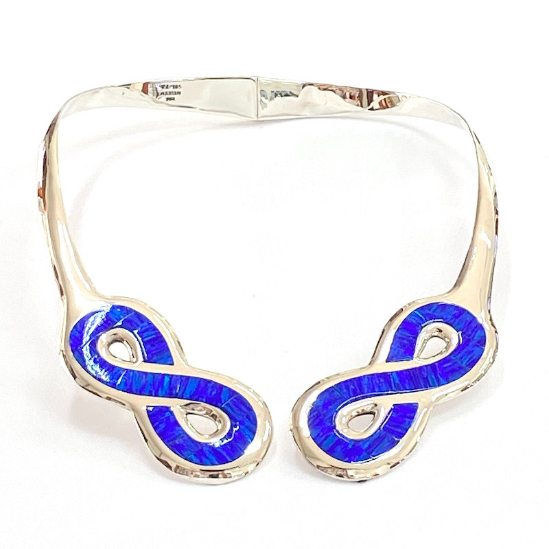 Gorgeous Infinity Blue Opal Rigid Necklace