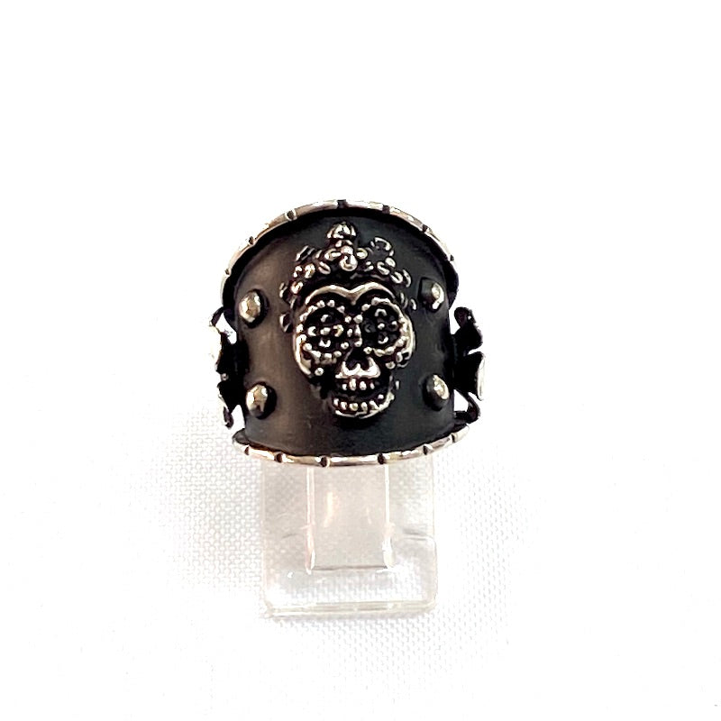 Sugar Skull Design Silver Ring