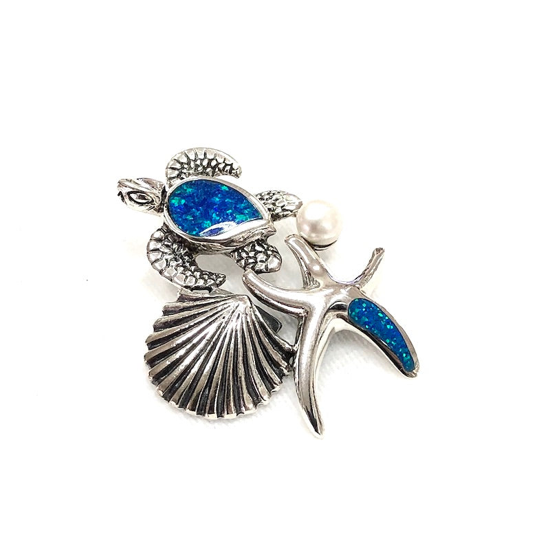 Beautiful Opal Seal Life Theme Pendant