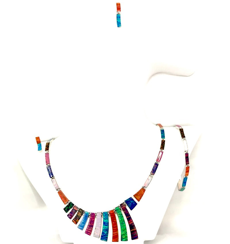 Beautiful Multicolor Opal Silver Set