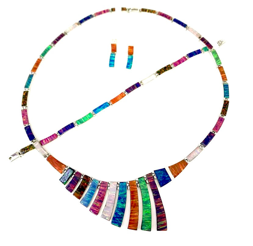 Beautiful Multicolor Opal Silver Set