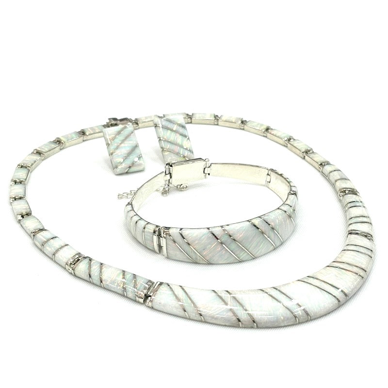 Elegant White Opal Inlay Set
