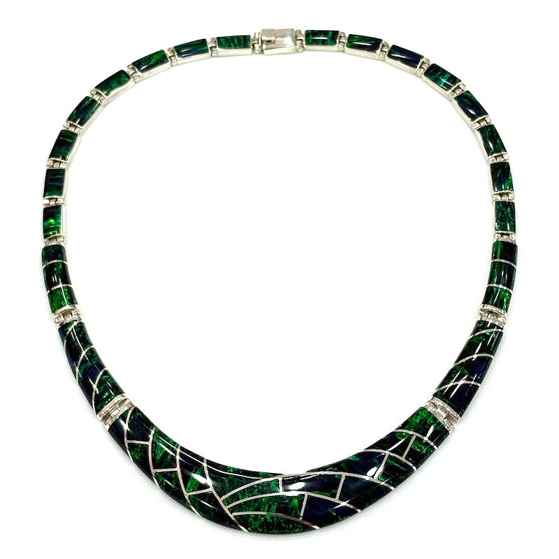 Beautiful Dark Green Opal Silver Set