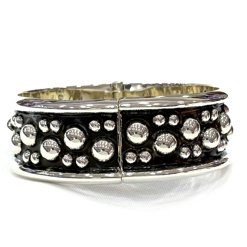 Gorgeous Silver Dots Cuff Bangle Bracelet