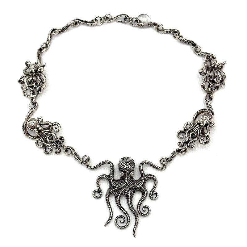 Gorgeous Octopus Silver Necklace