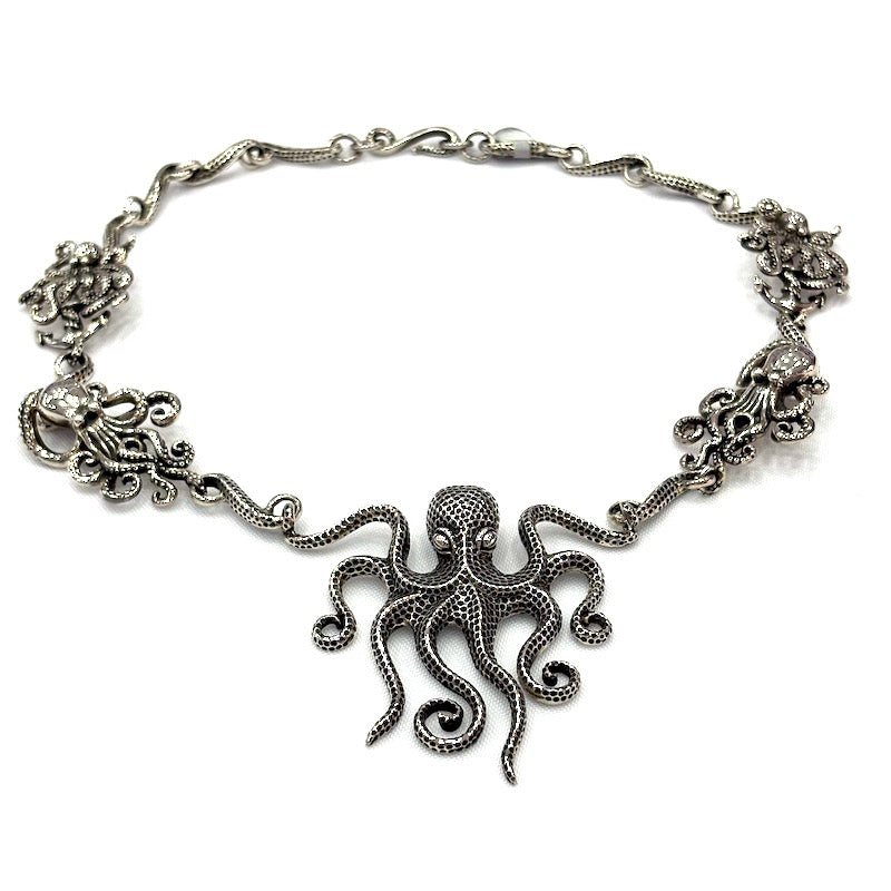 Gorgeous Octopus Silver Necklace