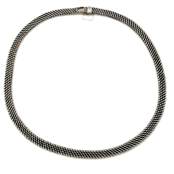 【STONEHENgE】Silver Material Ribbon Necklace SC24B12T Eisenberg Silver Tone Vintage Clear Rhinestone Adjustable