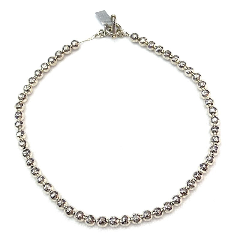 Classic Silver Hammered Beads Necklace