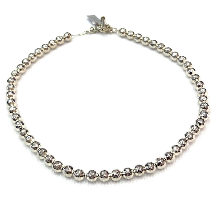 Classic Silver Hammered Beads Necklace