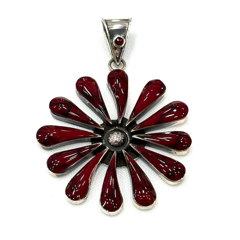 Gorgeous Red Flower Design Pendant