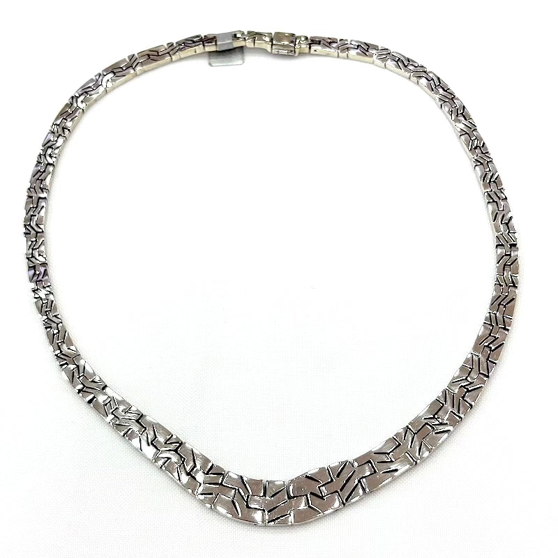 Elegant Flat Links Silver Necklace