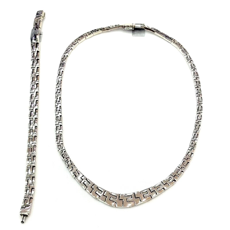 Elegant Flat Links Design Silver Set