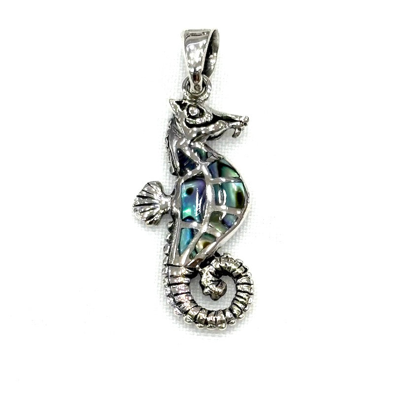 Double Side Seahorse Pendant w/Abalone Shell