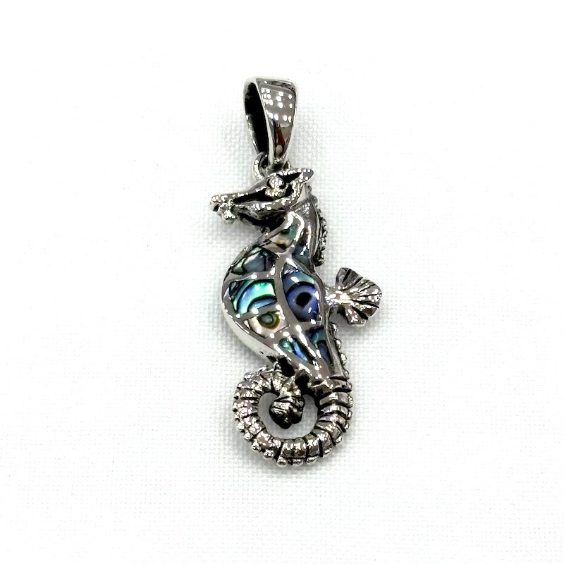 Double Side Seahorse Pendant w/Abalone Shell