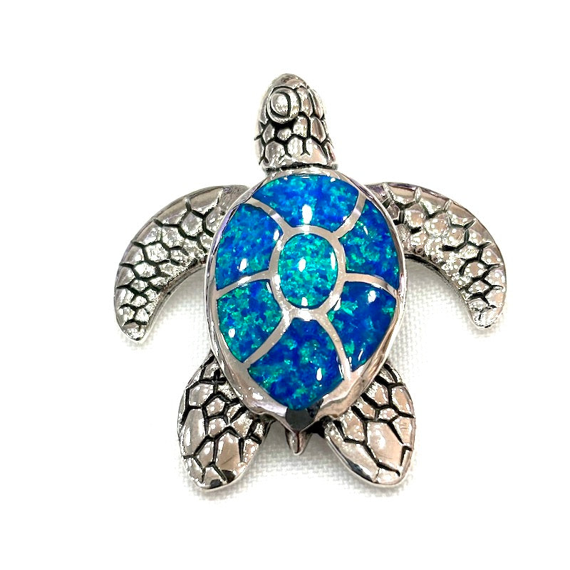 Beautiful Dark Blue Opal Turtle Pendant