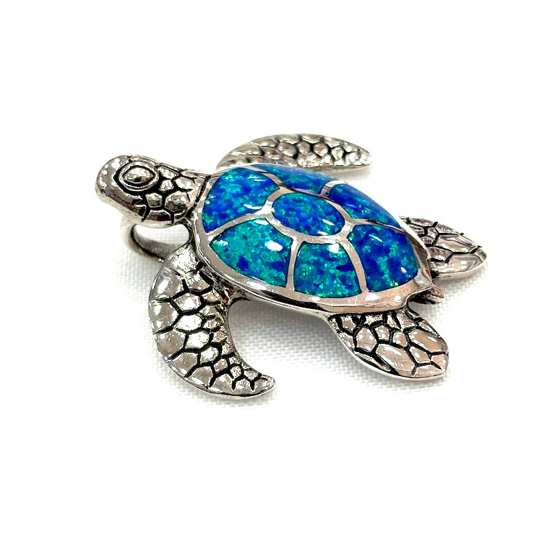 Beautiful Dark Blue Opal Turtle Pendant
