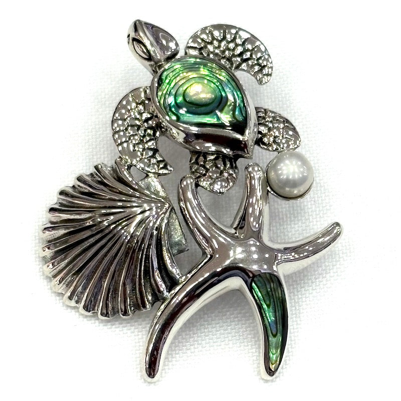 Abalone Shell & Pearl Seal Life Design Pendant