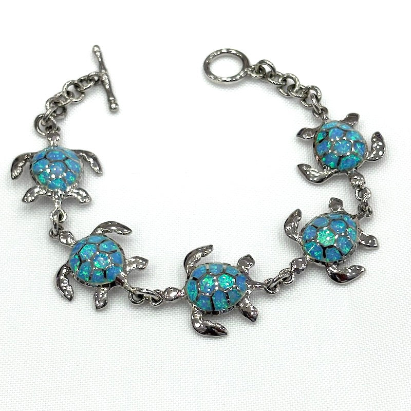 Light Blue Opal Turtle Pendant