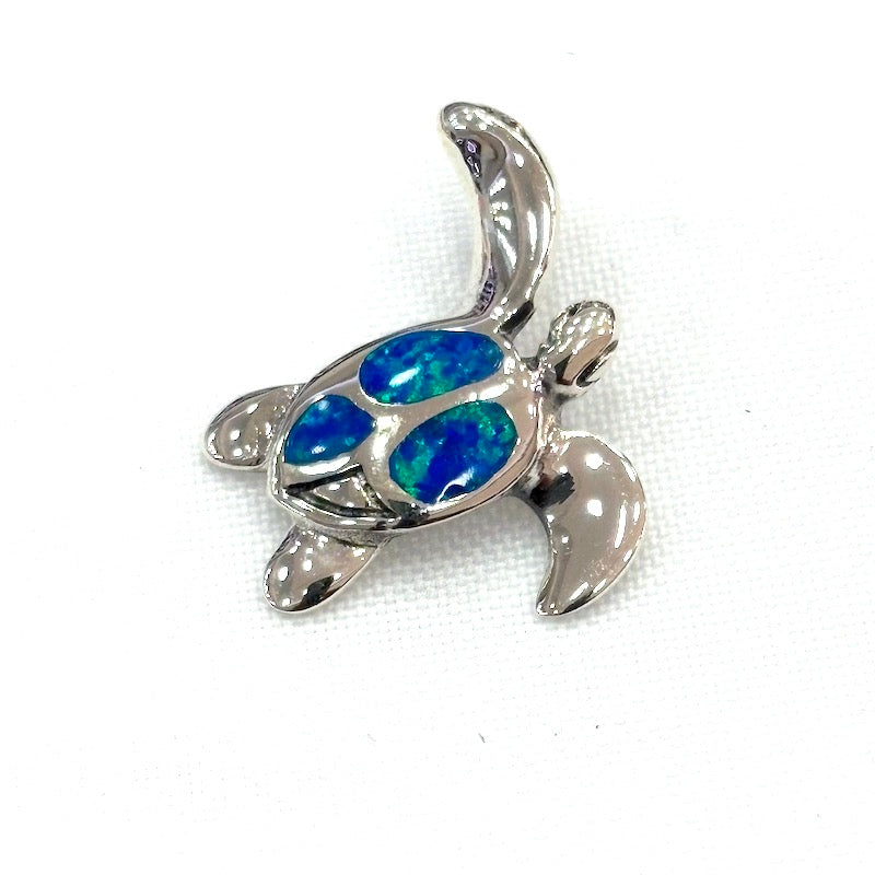 Beautiful Blue Opal Turtle Pendant