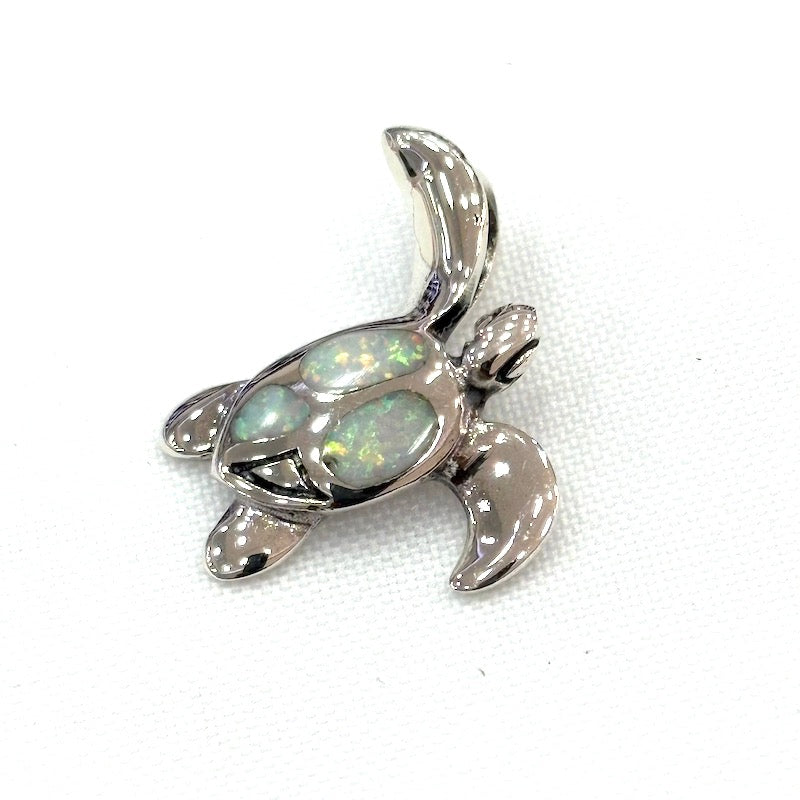 Beautiful White Opal Turtle Pendant