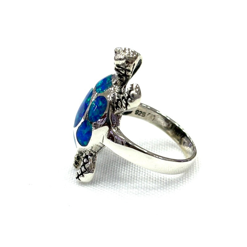 Beautiful Blue Opal Turtle Design Ring
