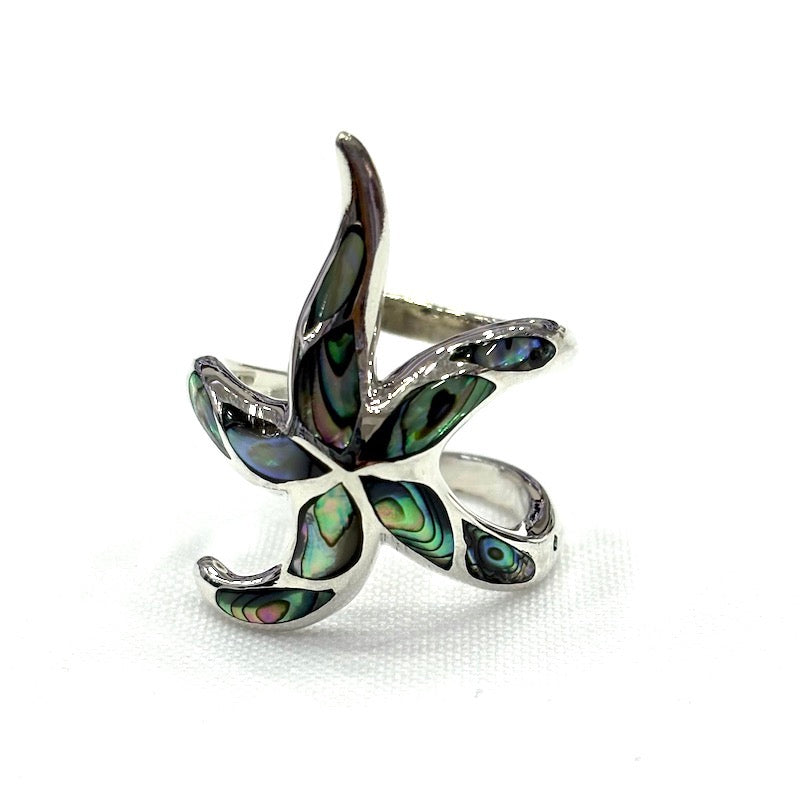 Unique Starfish Abalone Shell Ring