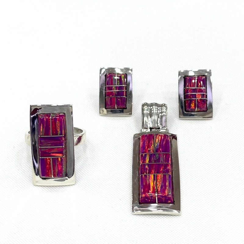 Gorgeous Pink Opal Silver Set