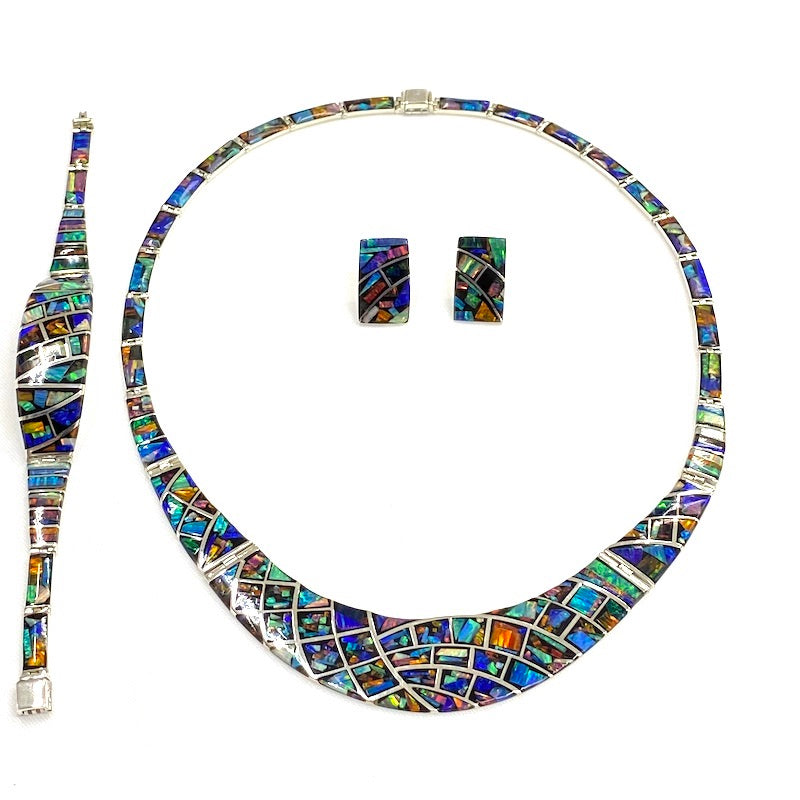 Stunning Multicolor Opal Silver Set