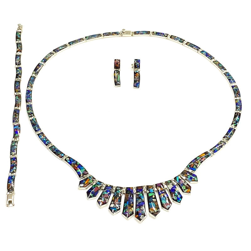 Lovely Multicolor Opal & Silver Set