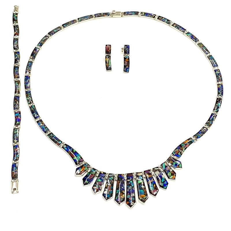 Lovely Multicolor Opal & Silver Set