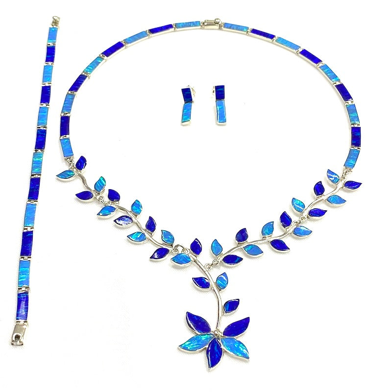 Two-Tone Blue Opal Leaves Design Set
