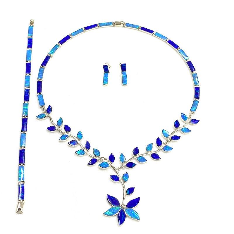 Two-Tone Blue Opal Leaves Design Set
