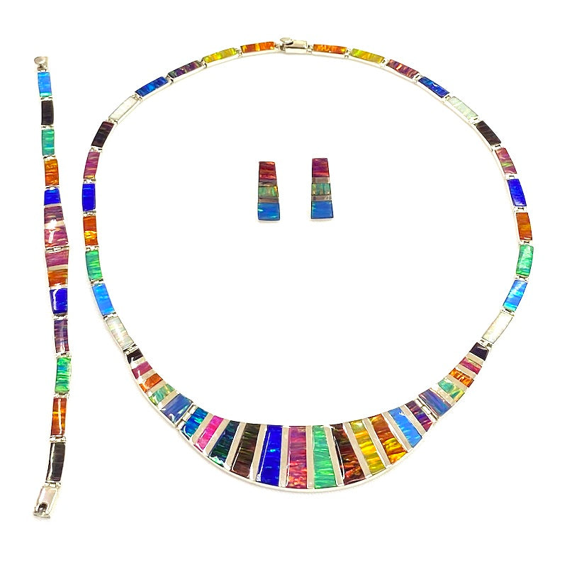 Colorful Multicolor Opal Silver Set