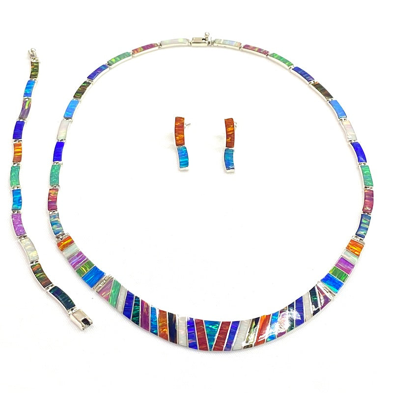 Gorgeous Multicolor Opal & Silver Set