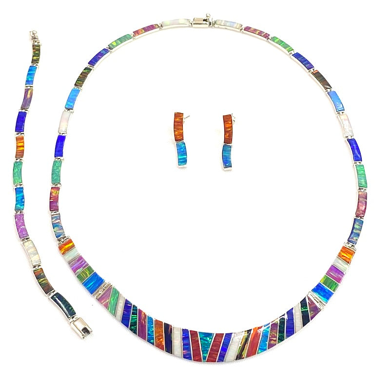 Gorgeous Multicolor Opal & Silver Set