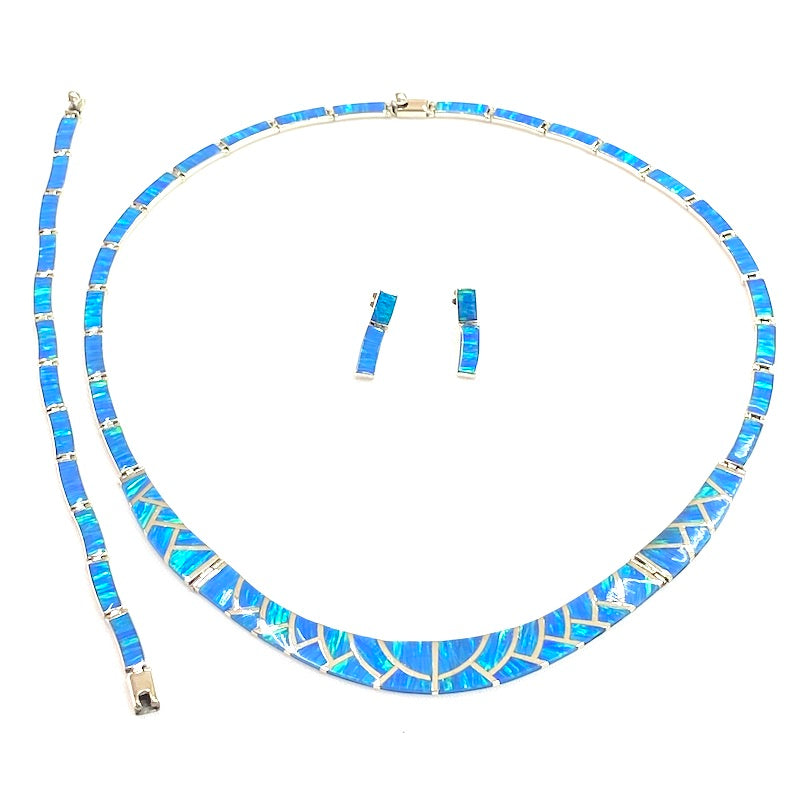 Gorgeous Light Blue Opal Silver Set