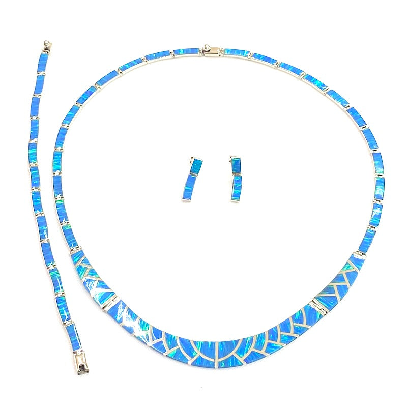 Gorgeous Light Blue Opal Silver Set